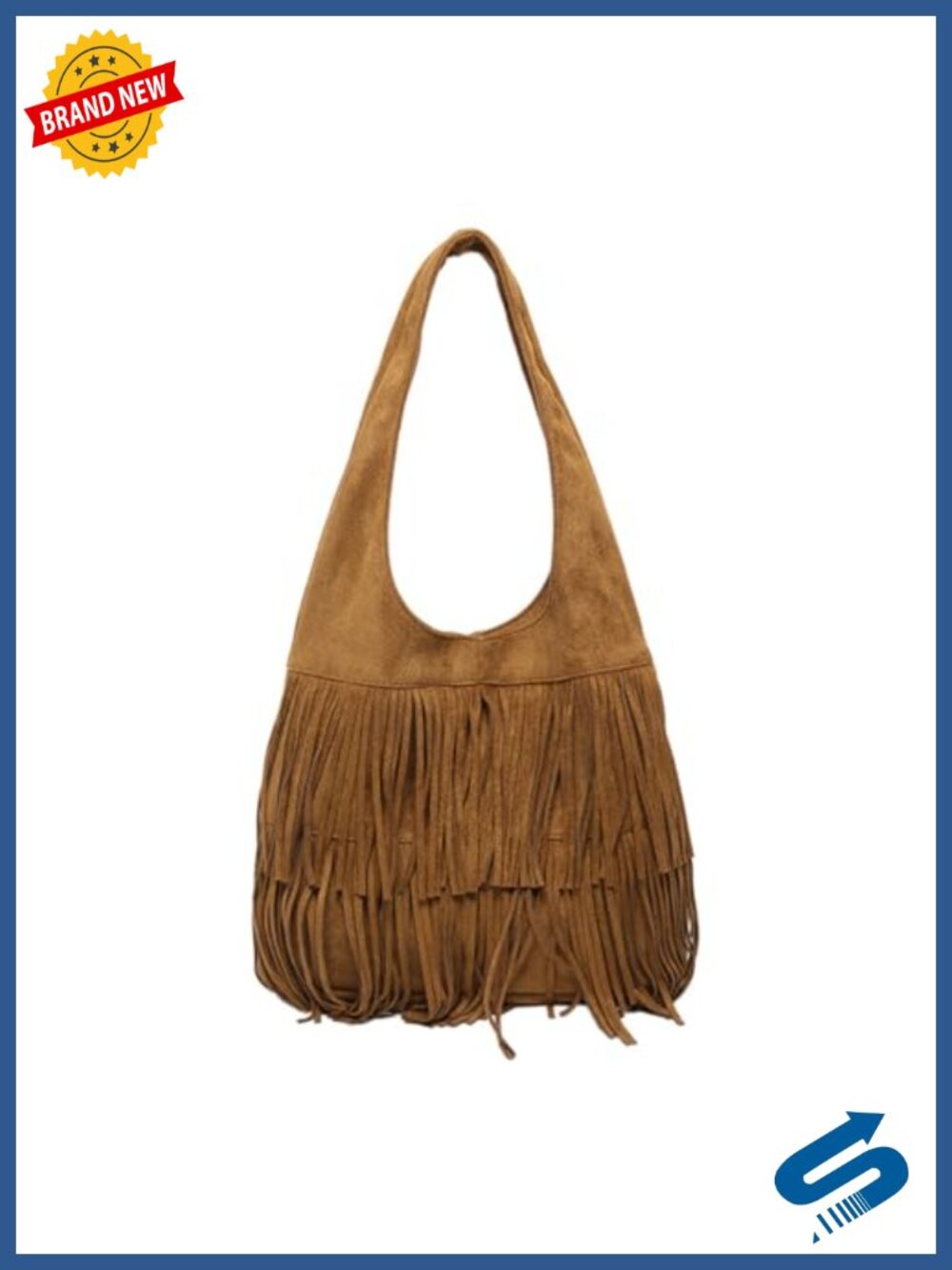 Vintage Fringe Hobo Bag with Tassel Suede Shoulder Tote Large